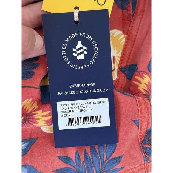 Fair‎ Harbor The Bungalow Water Repellent Swim Trunks Red Tropical Size XXL NWT - Picture 7 of 13